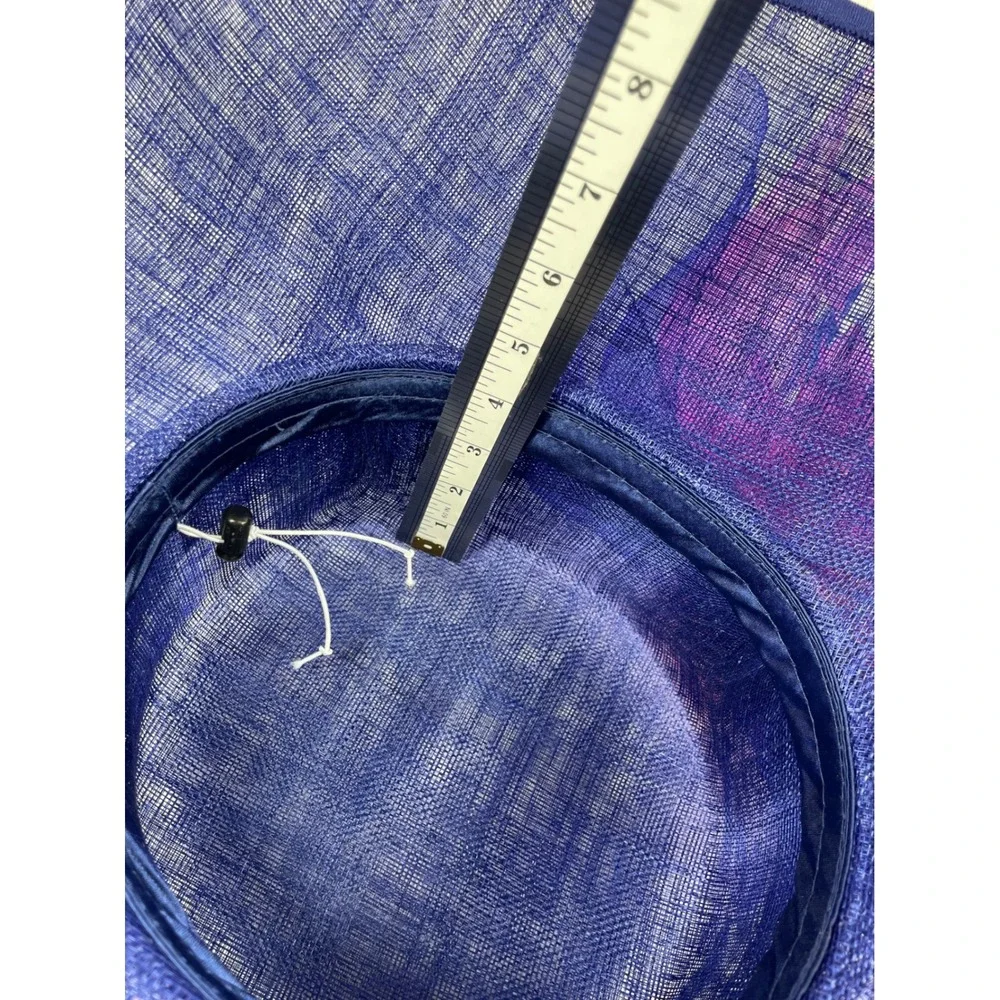 Royal Blue Magenta Pink Sinamay Fascinator Hat Derby Wedding Tea Party Wide Brim